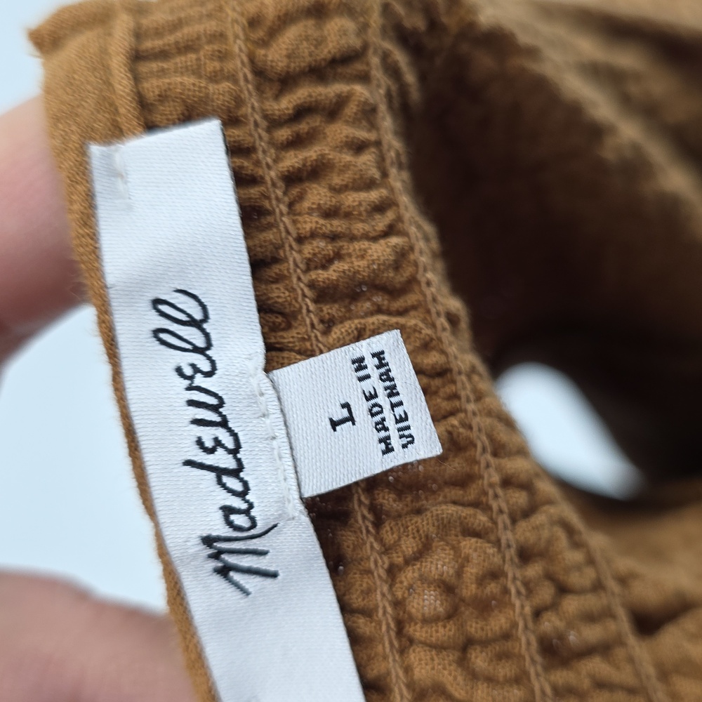 Madewell Brown Boxy Peplum Blouse Long Sleeeves Size L - Picture 8 of 9